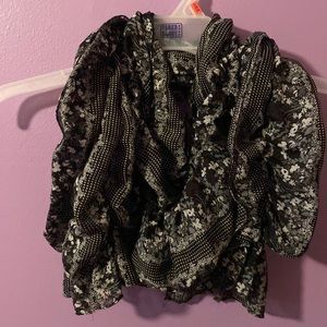 Black & White Floral Scarf